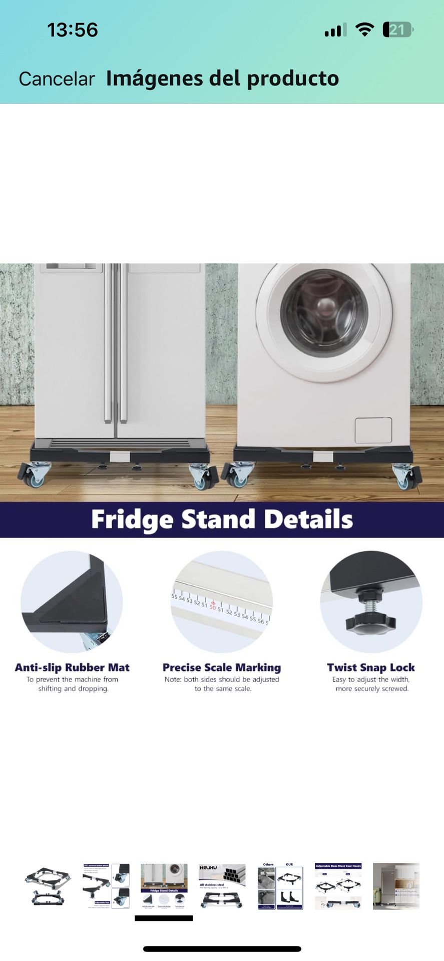 Stainless steel washing machine stand with wheels, 990 pound load (pick up).