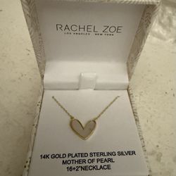 14K GOLD PLATED STERLING SILVER MOTHER OF PEARL 16+2"NECKLACE