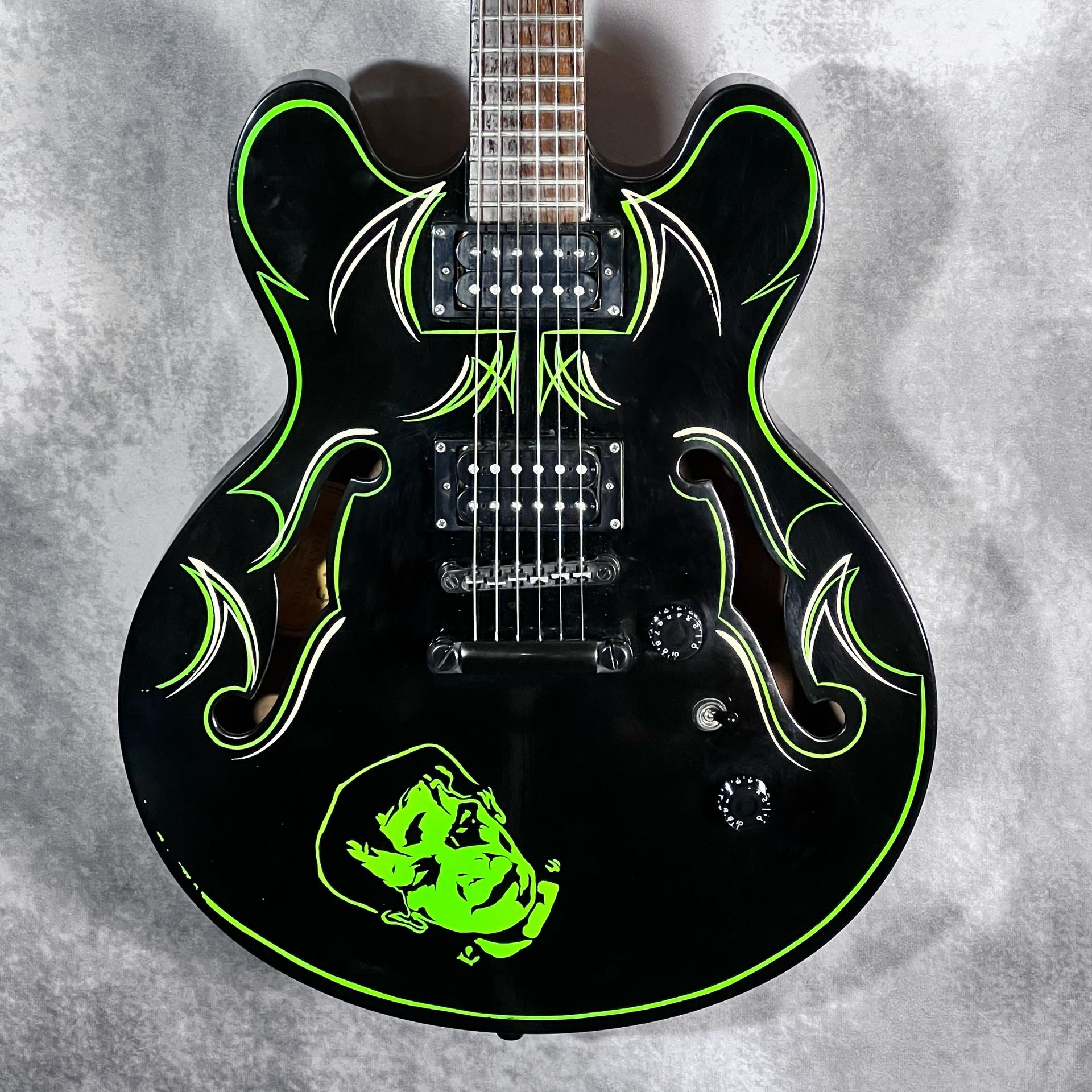 Custom Frankenstein Pinstriped Epiphone Dot Stufio Hollowbody Electric Guitar