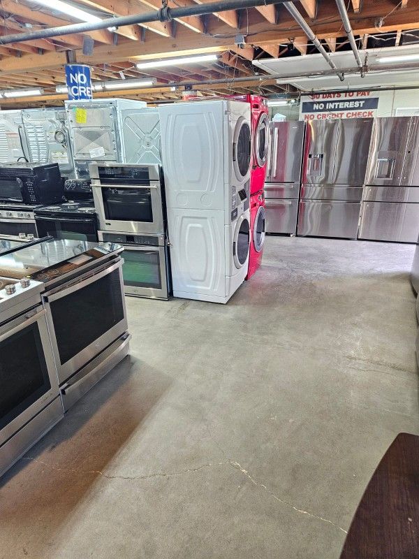 Huge Sale Store Full Of Nice Like Brand New Washer Dryer Fridge Stove Oven Stackable Free Warranty Free Financing Available 90day TO Pay