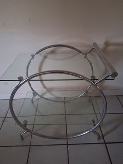 NICE 2 SHELVES GLASS BAR TABLE IN EXCELLENT CONDITION