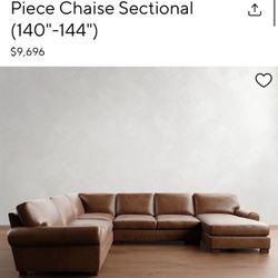 Turner Roll Arm Leather Left Arm Chaise Sectional, Down Blend Cushions, Nubuck Gray pottery barn