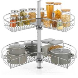 FOHERE 28" Kidney Lazy Susan for Corner Cabinet