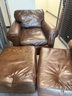 Two large matching chairs and two ottomans