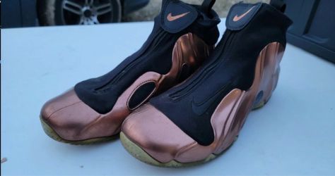 Nike Mens Air Flightposite PRM Copper Black Basketball Shoes 658109-800 Sz 10