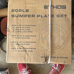 Ethos 205lb Bumper Plate Set With Barbell And Landmine 