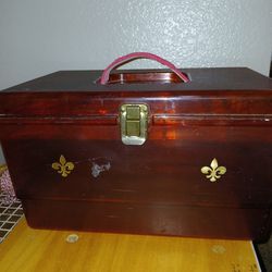 Mid Century Amber Sewing Box 