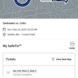 Seahawks Colts 100 Level $125 A Ticket 