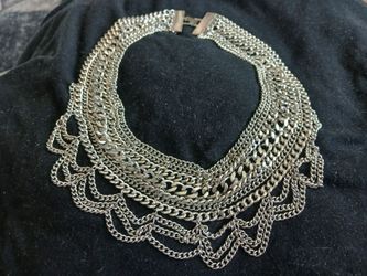 Multi-Strand Stainless Steel Bib Necklace