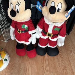 Vintage Disney Christmas Mickey And Minnie 26 Inch Plush