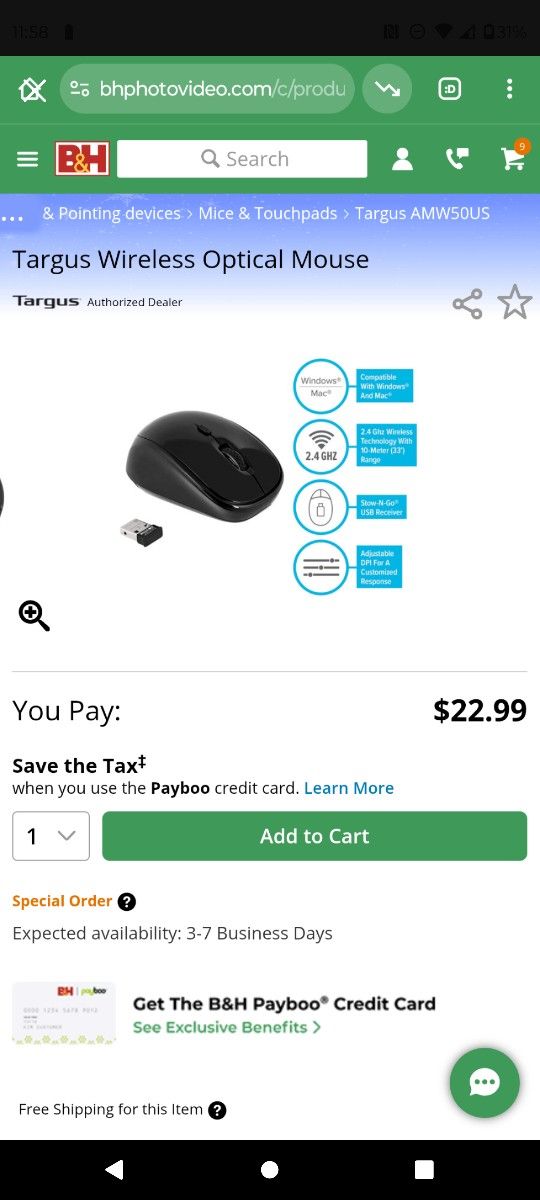 TARGUS WIRELESS MOUSE