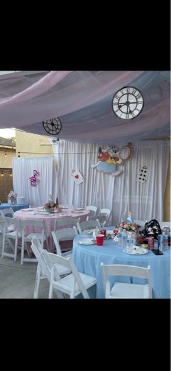 Alice in wonderland party supplies and character poster boards