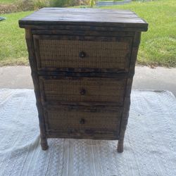 Two Matching Rattan/bamboo Side Tables