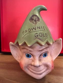 1950s/1960s Vintage Brownie Gold Elf ceramic head figurine