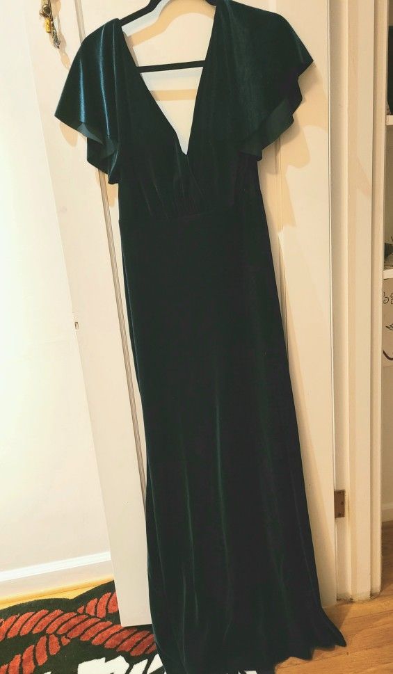 Jenny Yoo Bridesmaid's Dress For Anthropologie Green Velvet Size 4