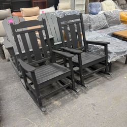 (2 for $150, 4 for $280, 6 for 390) New in box SERWALL Outdoor Rocking Chair Set of 2, HDPE Rocking Chairs for Adult, Black