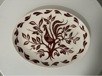 Rooster Ceramic Oval Plate Vintage Homer Laughlin
