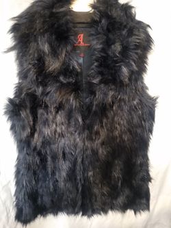A. Adrienne Landau Black Faux Fur Vest (Size XS).