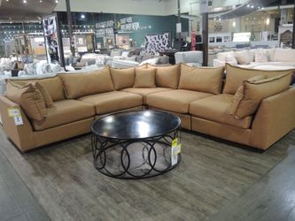 Rutherford Home 5-Piece Modular Sectional - Camel Tan - Floor Sample Clearance