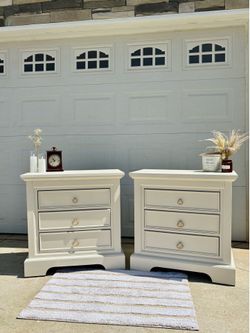 Large Refinished cream Nightstands - Set of 2