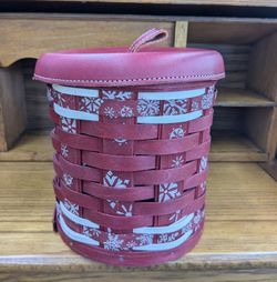 Longabeger Snowflake Basket With Lid & Liner 7"Tx 6.5"R