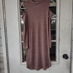 PINK ROSE Sz M Sweater Dress Brown color Turtleneck  long Sleeve