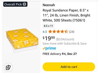 Howard Linen Text Paper- Bright White, 8,5x11