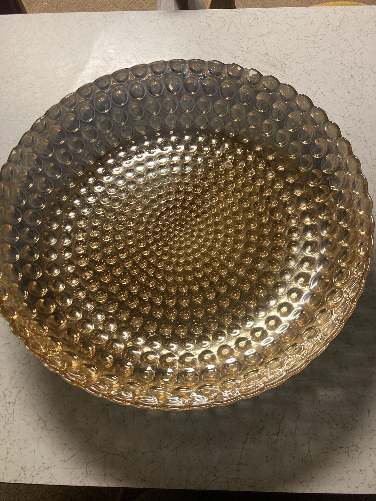 Vintage Glass Bubble Bowl Amber Colored