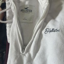 Hollister, large cropped hoodie, white