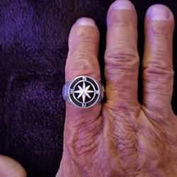 Sterling Silver Wind Rose Compass Ring 