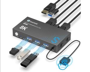USB 3.0 HDMI KVM Switch 1 Monitors 2 Computers, 4K@60Hz KVM Switches for 2 Computers Sharing Monitor Keyboard Mouse Hard Drives Printer, with EDID Ada