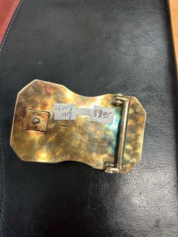 Silver belt buckle with turquoise