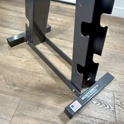 Heavy Duty Vertical Dumbbell Rack By BodyWorks  ( I Guess Weight Like 50 lbs. Measurements: 45”X 25”X 14.5”.