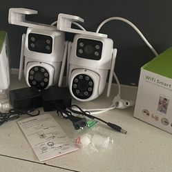 Dual Lens Cameras for Home Security 2K HD 6MP Clarity, 355° PTZ Dome Camera, Smart Color Night Visio