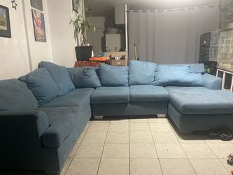 Blue L couches