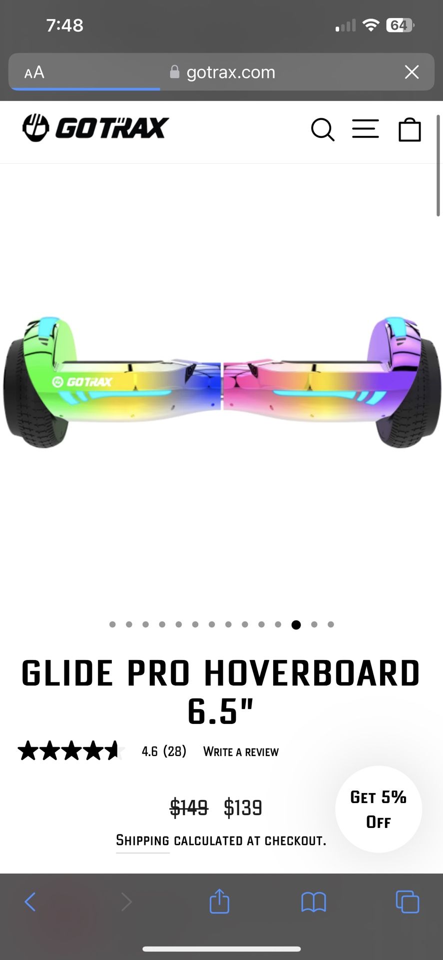 Go Track GLIDE PRO HOVERBOARD 6.5"