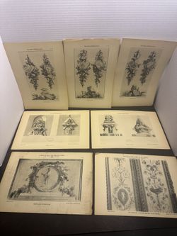 7 antique Delafosse Louis XVI French art plates Armand Guerinet 8 x 12