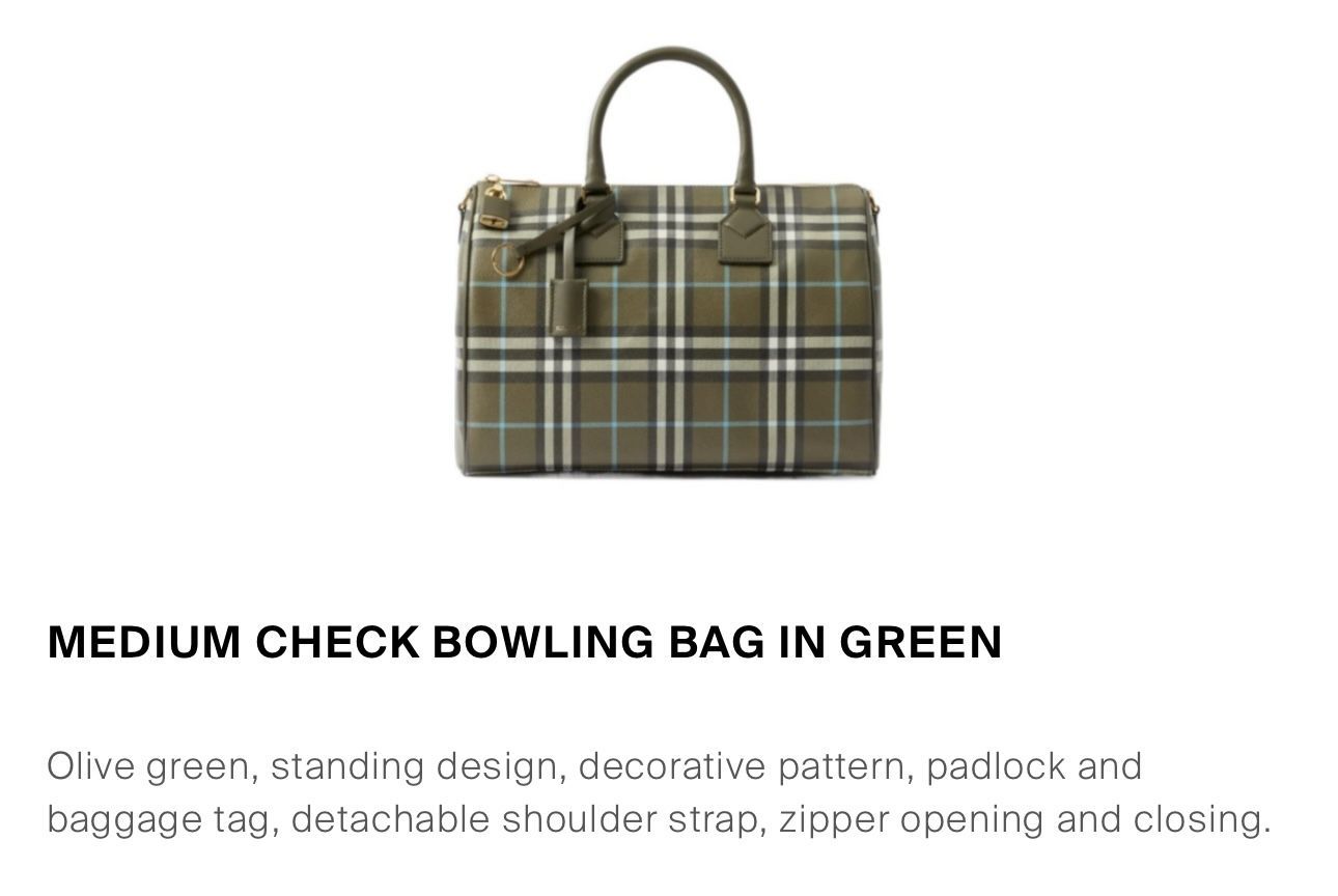 Authentic Burberry Check Bowling Green Bag