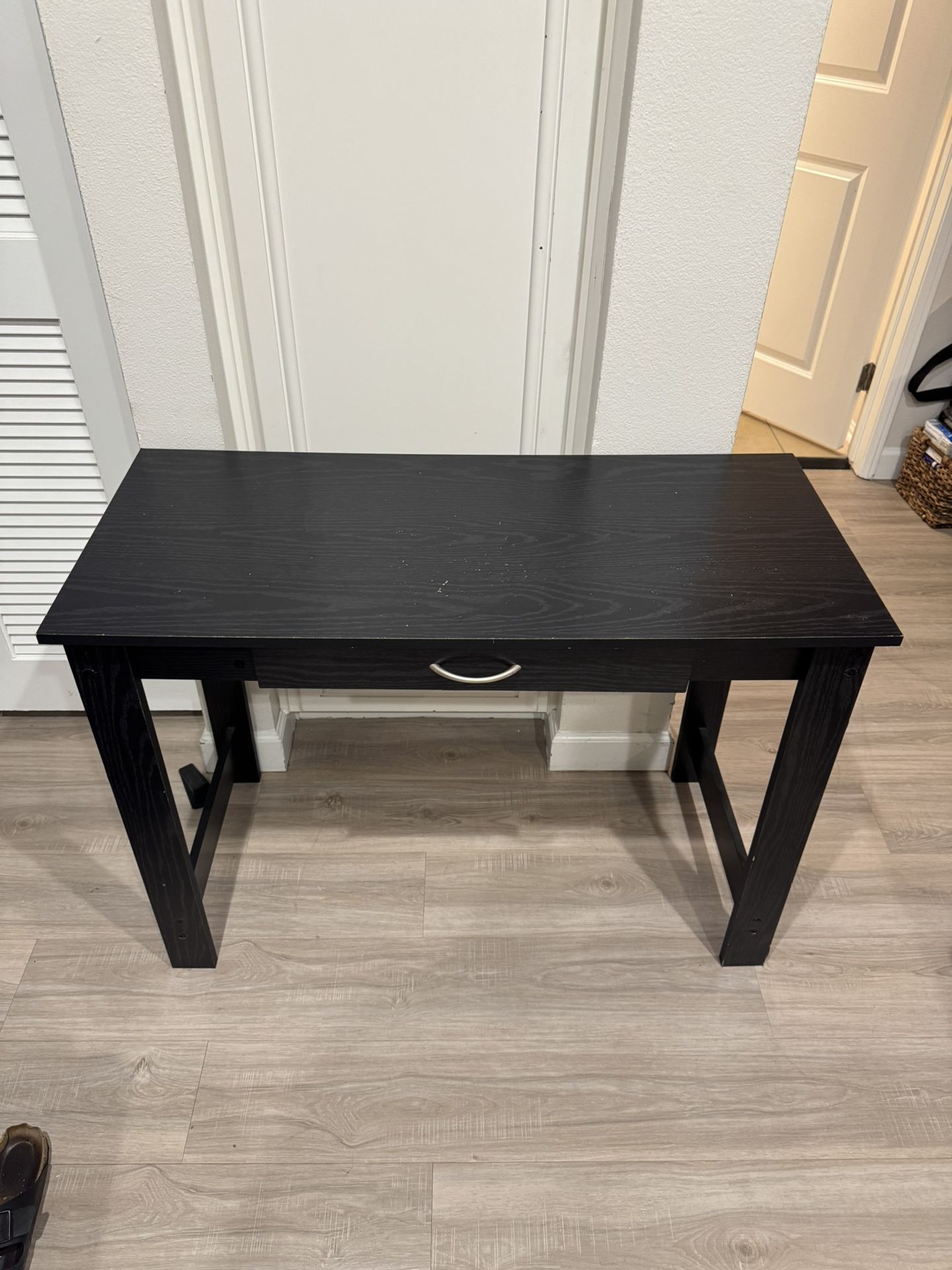 Black Wood Console Table / Desk with Drawer – 39x17.5x29 inches