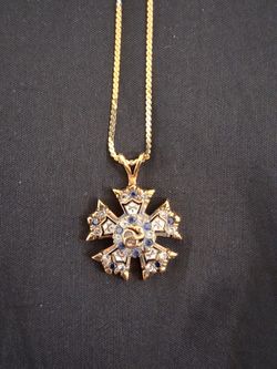 Women's 14K Diamond & Sapphire Pendant on 14K Chain 8 Gram. IF LISTING IS UP ITEM IS AVAILABLE.🙂