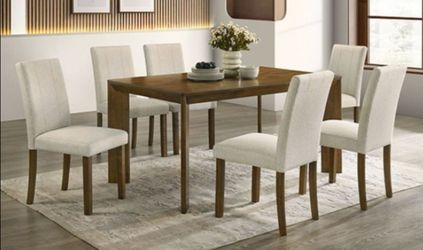 Brand New Antique Brown & Beige 7pc Dining Table Set