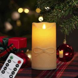 FREEPOWER Flameless LED Pillar Candles Battery Operated Candles with Realistic Moving Flames with Re