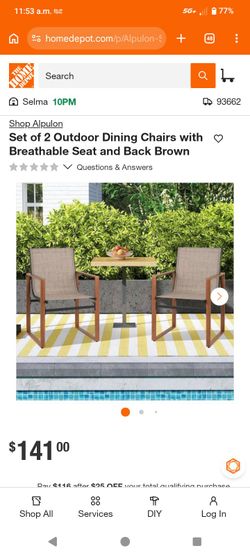 Alpulon Set of 2 Outdoor Dining Chairs Brown