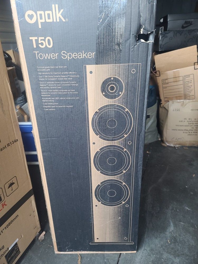 New Polk Audio T50 150 Watt Home Theater Floor Standing Tower Speaker (Single) -