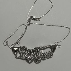  For Wedding 925 Sterling Silver Chain 18 Inches Long CUBIC ZIRCONIUM  STONES 