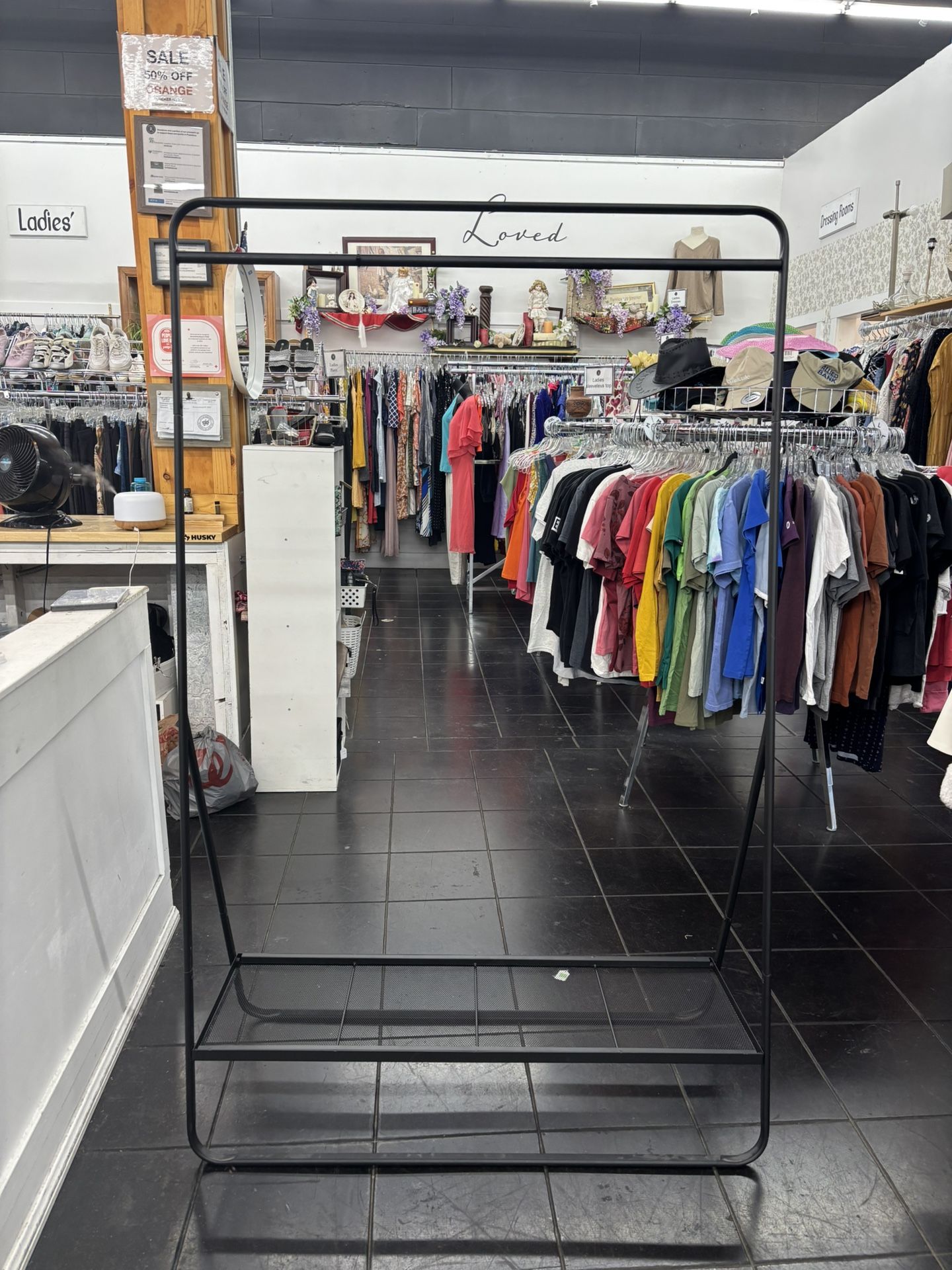 Black Metal Clothing Rack Frame 18x40x65