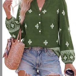 Btfbm Womans Top Spring Casual Long Sleeve Shirt Vneck Bohemian Blouse Loose...