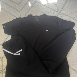 Figs Men’s Scrub Set Black L/T Large Tall Tansen Jogger Pants And XL Leon Top
