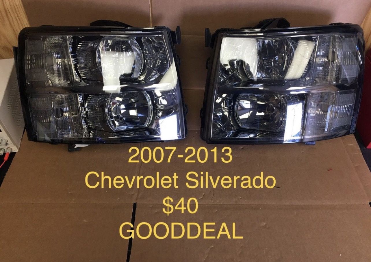 #OH141 FIT 2007-2013 Chevrolet Silverado 1500/2500/3500 Smoked Chrome Out OE Style Halogen Headlight Head Lights Pair Set