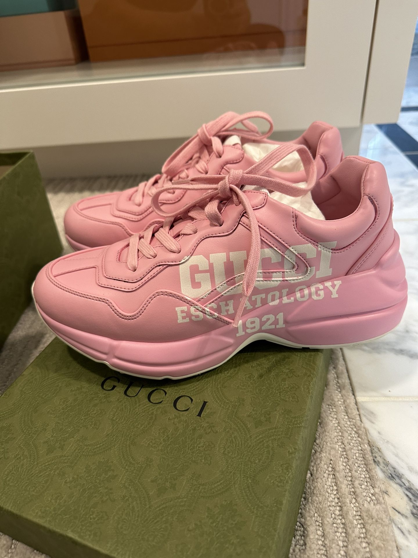 Gucci Rhyton Sneakers Pink Women  Size 39 Authentic